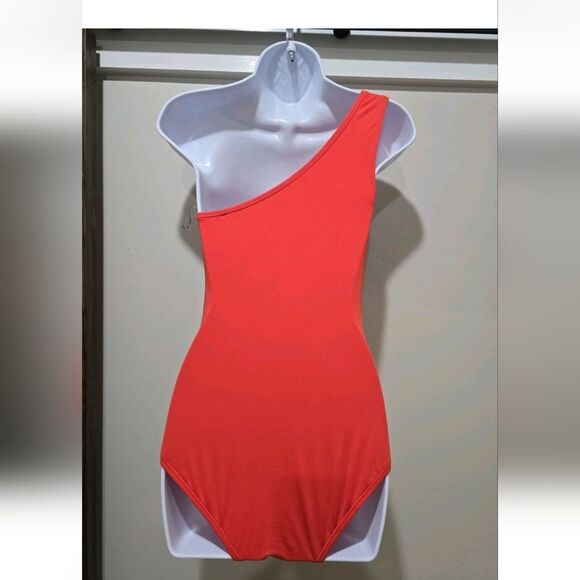 Michael Kors Embellished One-Shoulder One-Piece Swimsuit NWOT Sz 6 Red - Picture 4 of 6